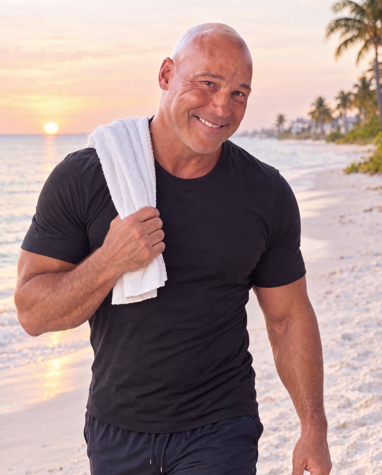 Dr. Losier on a Naples beach at sunrise after a morning workout